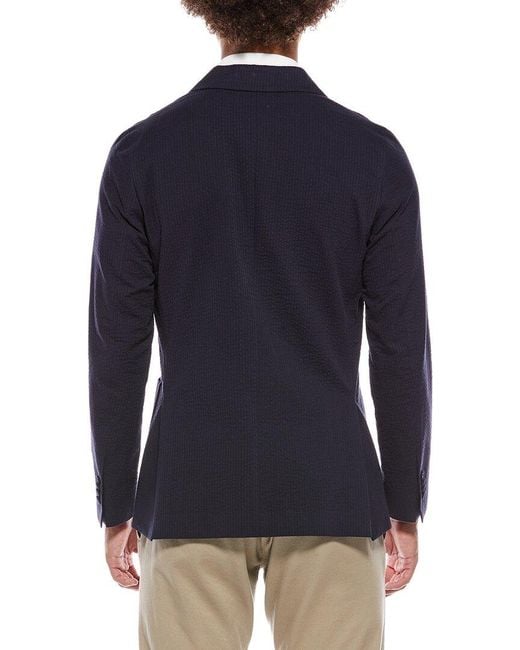 Officine Generale Blue Officine Generale Leon Seersucker Jacket for men