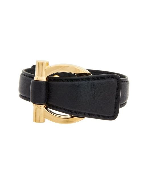 Ferragamo Black Leather Bracelet
