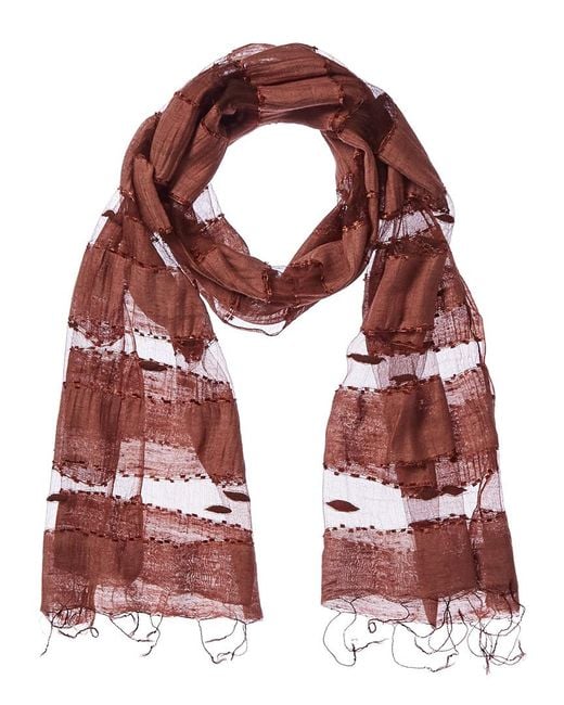 Blue Pacific Red Hand-woven Silk-blend Scarf