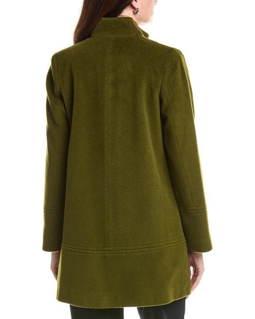 Fleurette Green Wool-Blend Notch Collar Coat