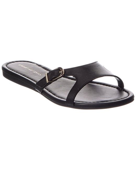 Stuart Weitzman Black Irene Leather Sandal