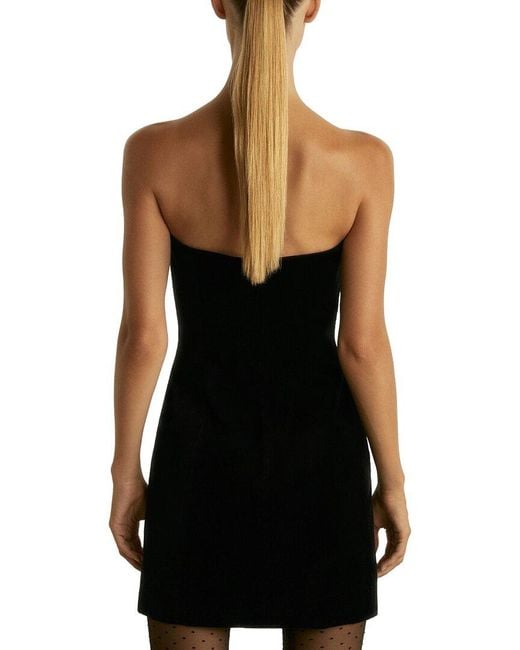 Reiss Black Ilze Bandeau Short Velvet Dress