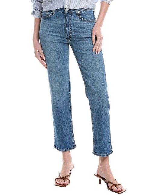 Rag & Bone Blue Hattie Mid-Rise Ankle Visalia Straight Leg Jean