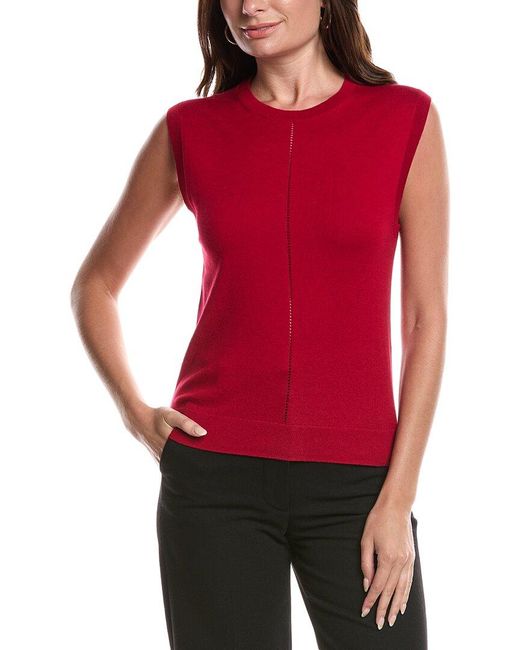 St. John Red Fine Gauge Shell Top