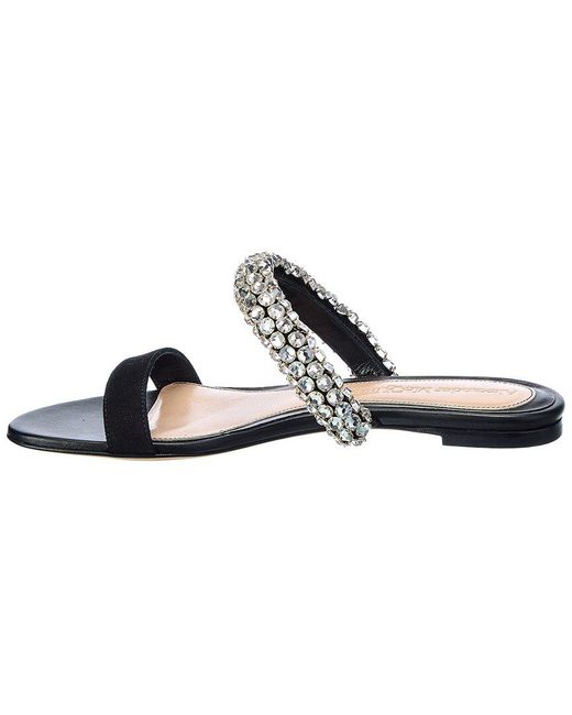 McQueen White Crystal Suede Sandal
