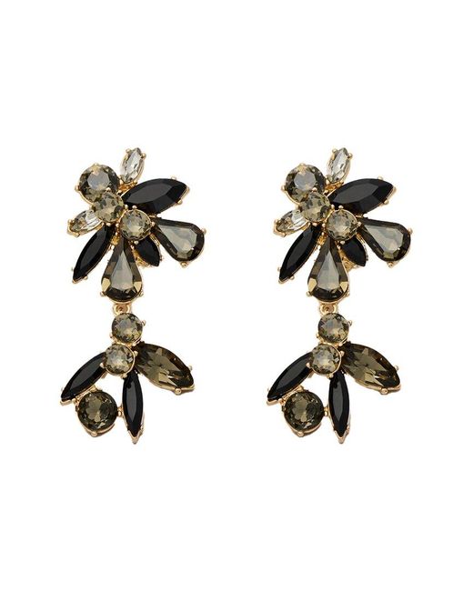 Carolina Herrera Metallic Crystal Cluster Drop Clip-On Earrings