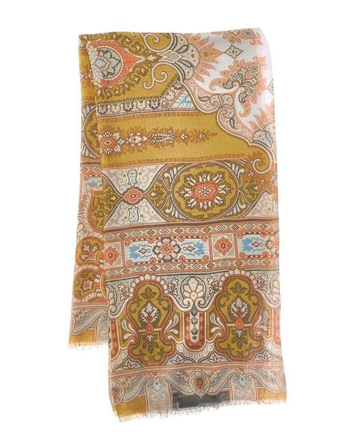 Etro Metallic Logo Silk-Blend Shawl