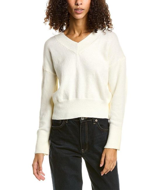 7021 White Dropped-shoulder Sweater