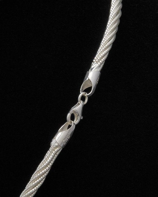 Italian Silver Black Twisted Fancy Necklace