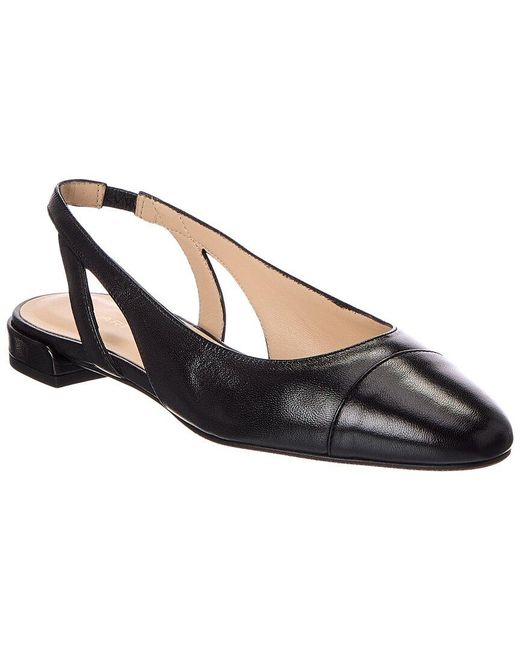 Stuart Weitzman Blue Sleek Leather Slingback Flat