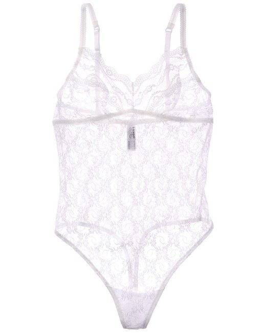 B.tempt'd White Lace Kiss Bodysuit