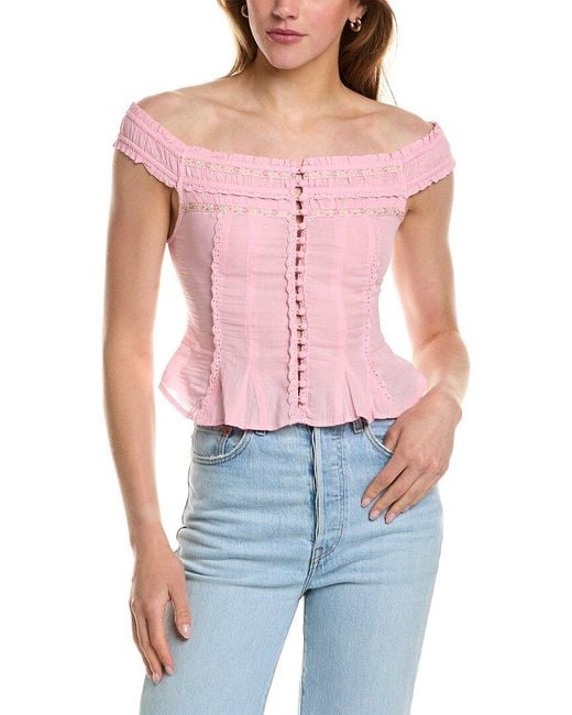 Free People Red Sweet As Pie Top