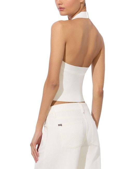Alice + Olivia White Celly Halter Tank