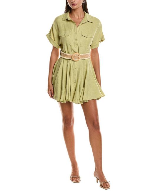 LUXE ALWAYS Yellow Belted Shirtdress