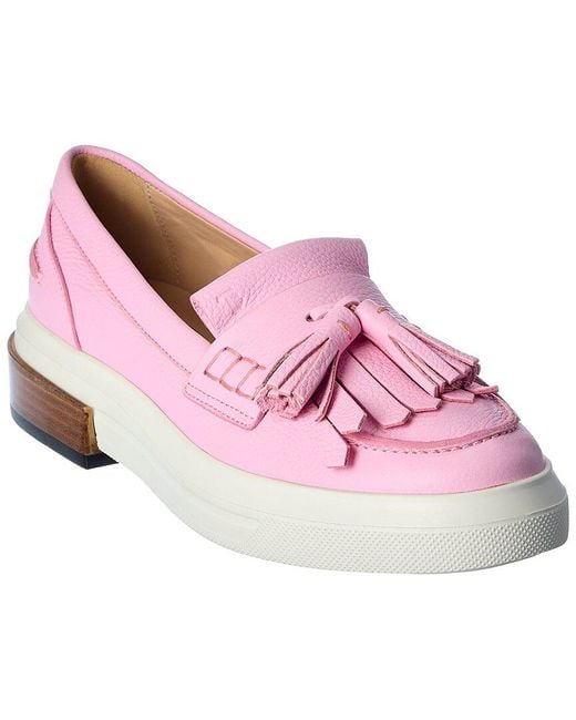 Tod's Pink Tassel Leather Penny Loafer