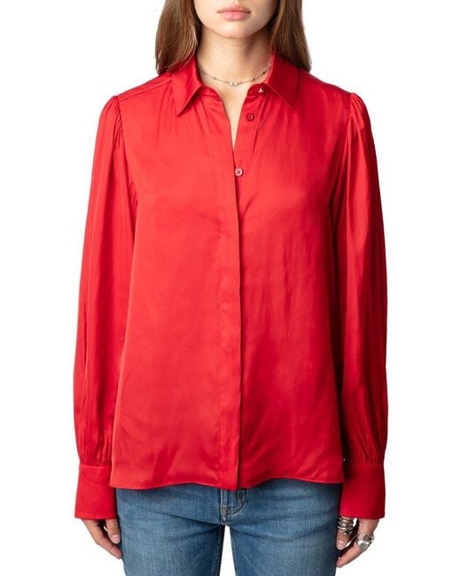 Zadig & Voltaire Red Trenta Satin Shirt