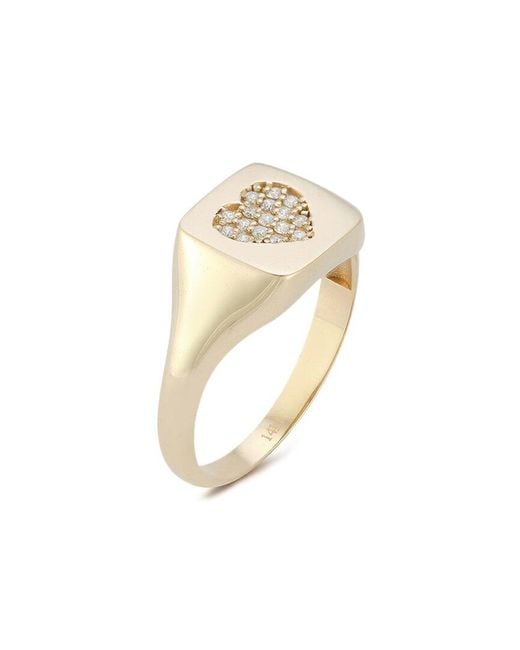 Ember Fine Jewelry White 14k 0.11 Ct. Tw. Diamond Heart Signet Ring
