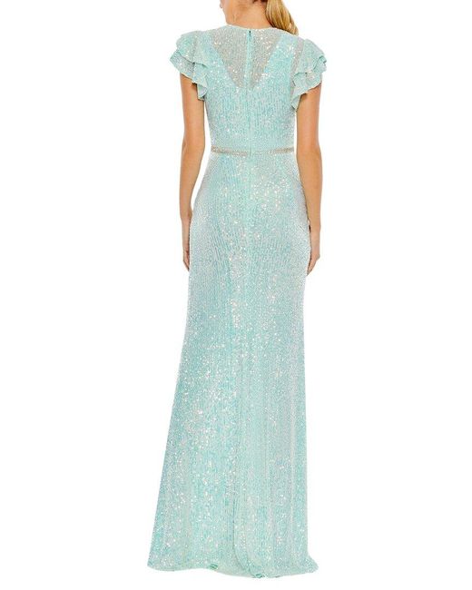 Mac Duggal Blue Sequined Gown