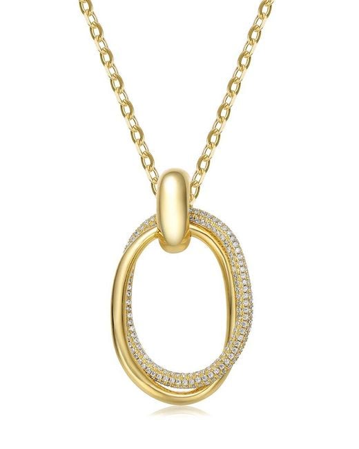 Rachel Glauber Metallic 14k Plated Cz Eternity Circle Pendant Necklace