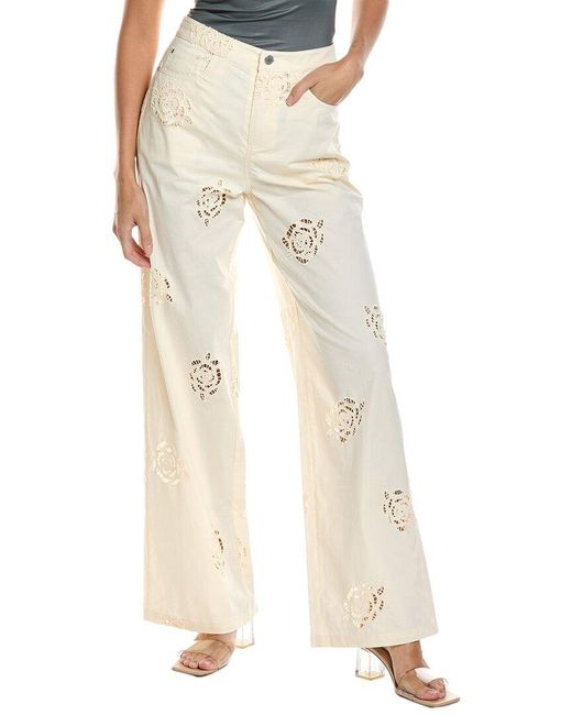 WeWoreWhat Natural Rose Eyelet Straight Leg Pant