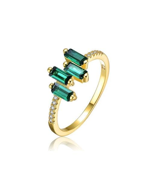 Rachel Glauber Blue 14k Over Silver Cz Modern Ring