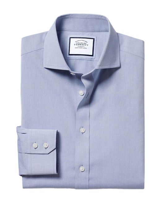 Charles Tyrwhitt Gray Non-iron Poplin Cutaway Slim Fit Shirt for men