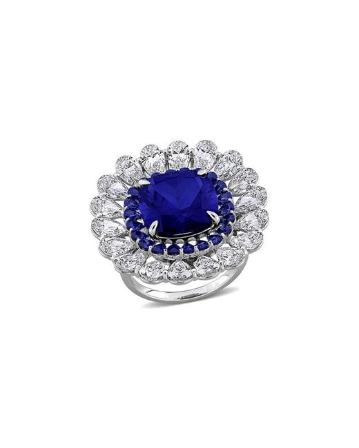 Rina Limor Blue 14K 19.12 Ct. Tw. Lab-Grown Diamond & Lab-Grown Sapphire Floral Ring