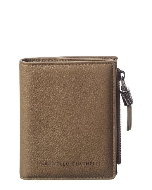 Brunello Cucinelli Brown Leather Card Case