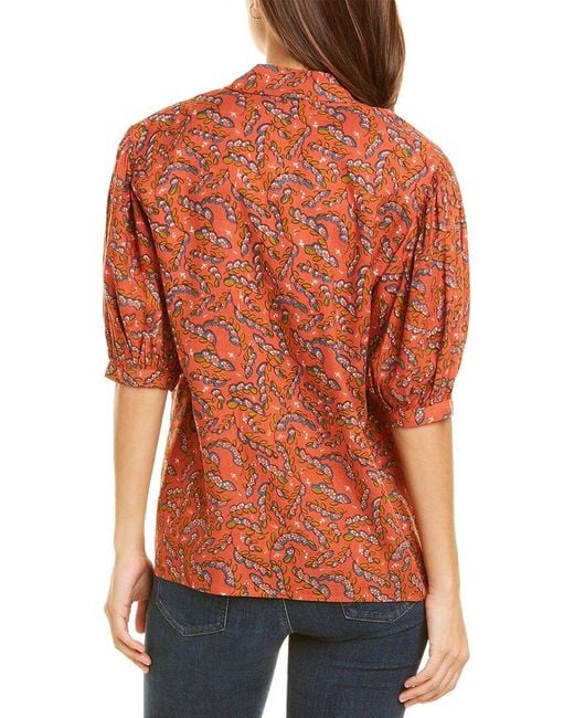 Garrie B Orange Moss Crepe Top