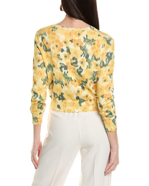 Carolina Herrera Metallic Printed Silk-blend Cardigan