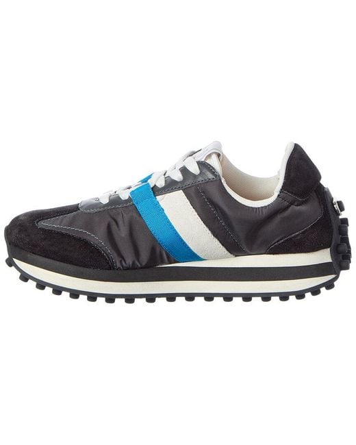 Ferragamo Blue Leather & Suede Sneaker