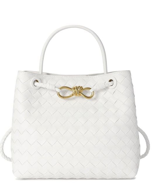 Tiffany & Fred Paris White Woven Leather Top-Handle Shoulder Bag