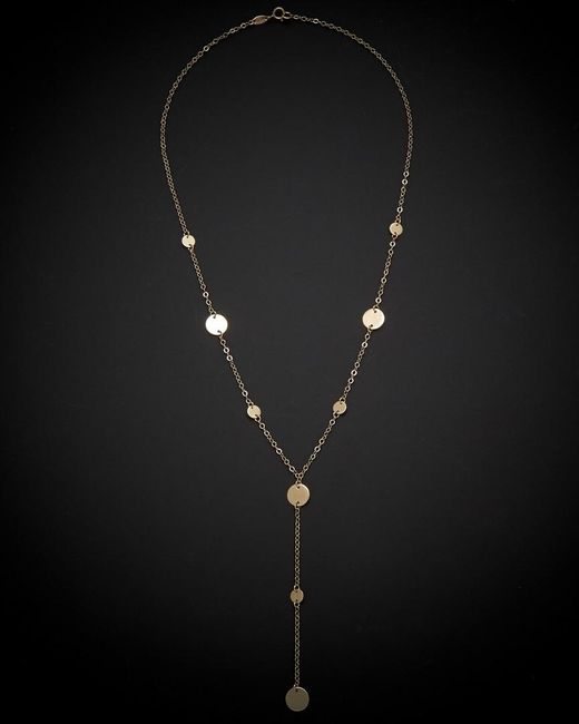 Italian Gold Black 14k Disc Station Lariat Necklace