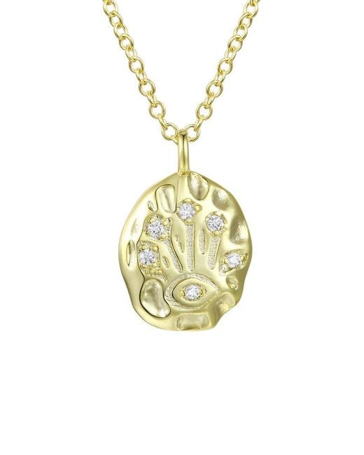 Rachel Glauber Metallic 14k Plated Cz Pendant Necklace