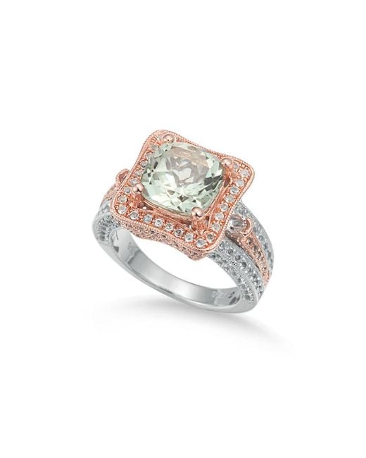 Suzy Levian White Two-tone Silver 5.88 Ct. Tw. Gemstone Statement Ring