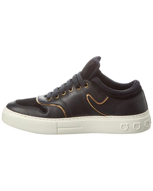 Ferragamo Black Beck Suede & Leather Sneaker for men