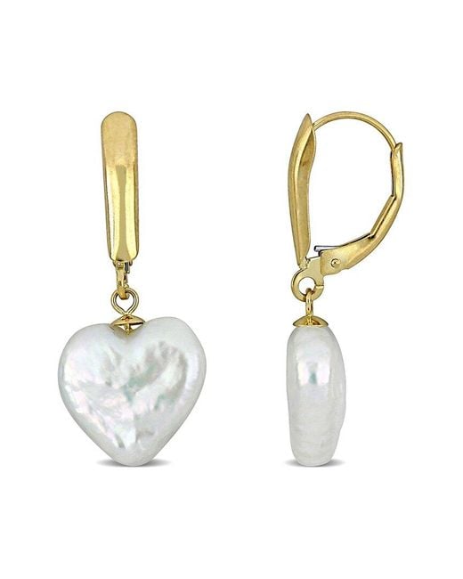 Rina Limor Metallic 14k 12-12.5mmmm Pearl Heart Earrings