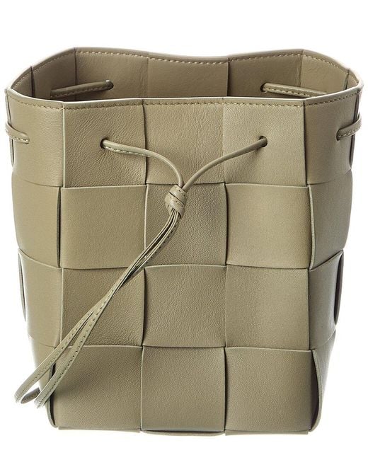Bottega Veneta Green Cassette Intrecciato Leather Bucket Bag