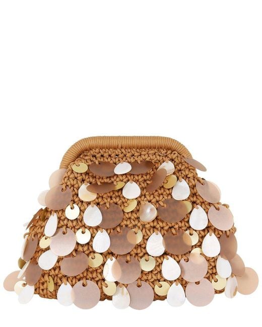 Badgley Mischka Brown Jewel Marigold Macrame Pouch