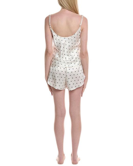 Petite Plume White 2Pc Cami Silk Short Set