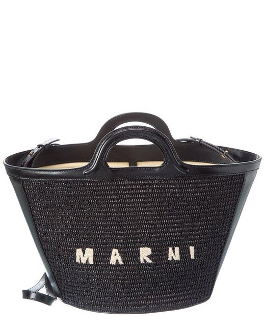 Marni Black Tropicalia Small Leather Tote