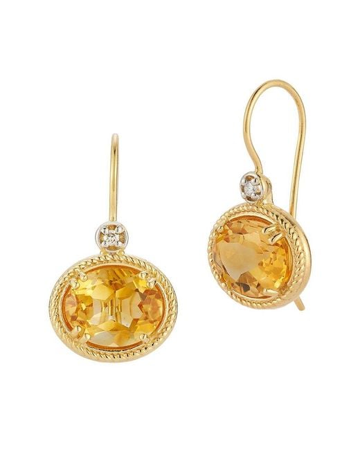 Reiss Metallic 14K 4.94 Ct. Tw. Diamond & Citrine Earrings