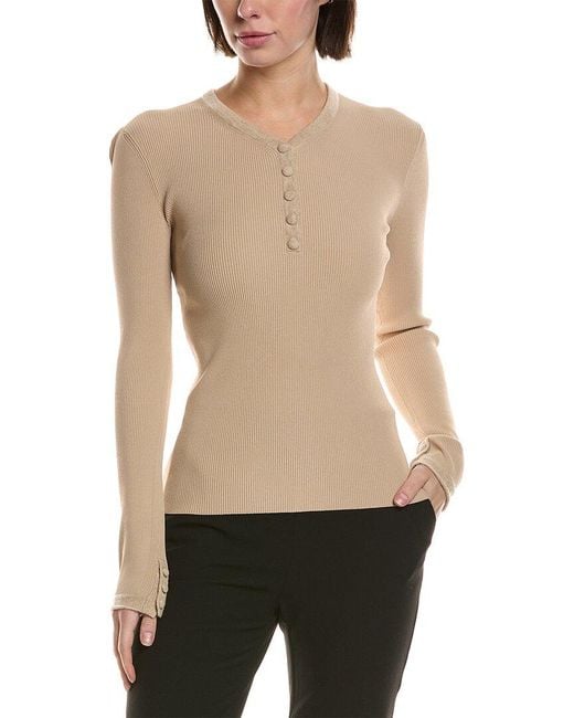 Proenza Schouler Natural Isla Wool-Trim Henley Top
