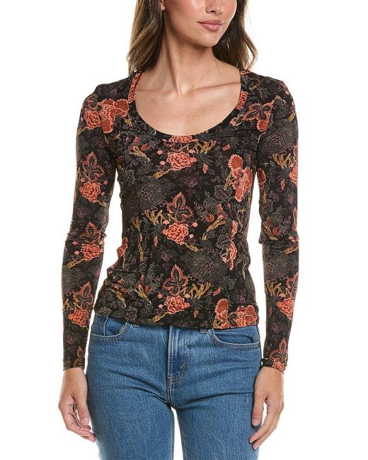 Ulla Johnson Black Aris Jersey U-Neck Top