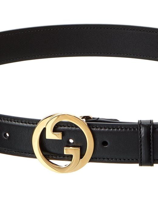Gucci women's shop black leather belt
