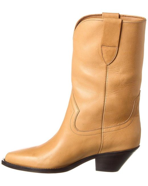 Isabel Marant Natural Dahope Leather Cowboy Boot