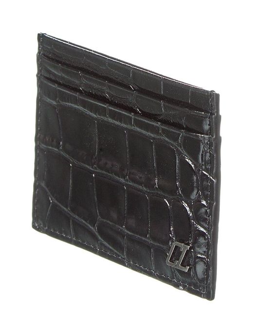 Christian Louboutin Black Kios Croc-embossed Leather Card Holder for men