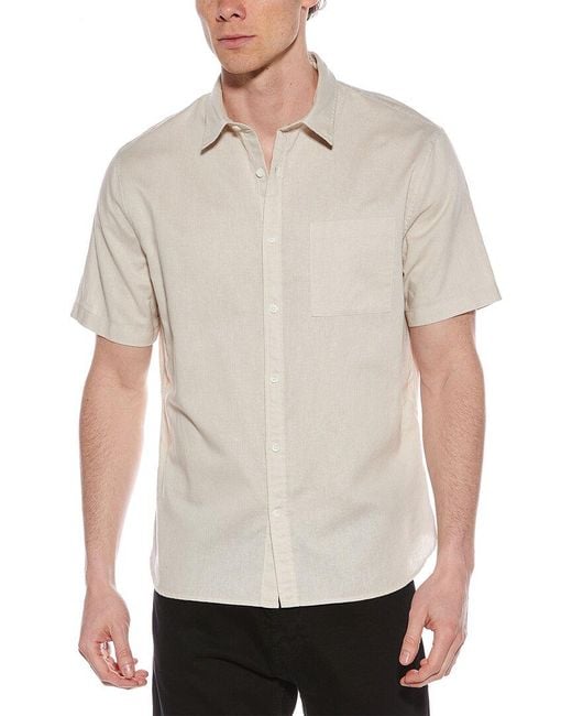 Vince White Linen-Blend Button-Down Shirt for men