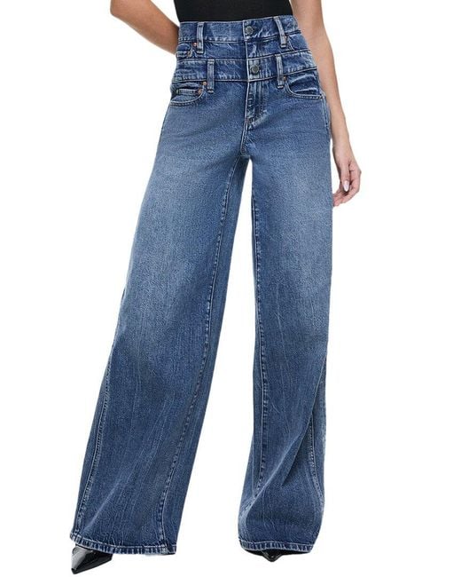 Alice + Olivia Blue High-Rise Double Waistband Cool Jean