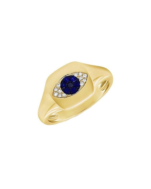 Sabrina Designs Blue 14k 0.03 Ct. Tw. Diamond & Sapphire Signet Ring